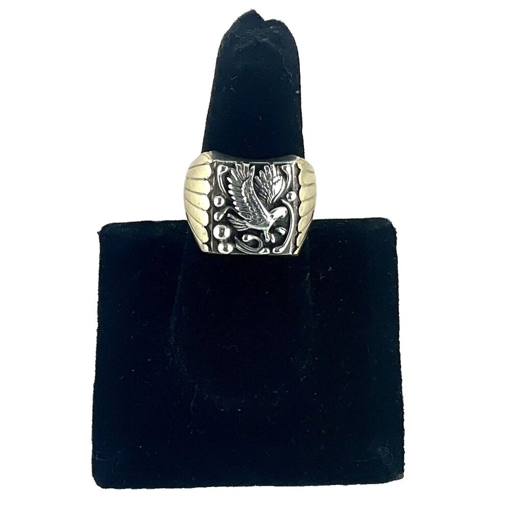 Running Bear Sterling Silver Gold Tone Eagle Ring - Size 9.5